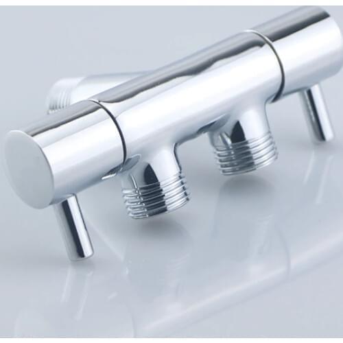 Brass Bathroom Accessories Double Outlet Outdoor Garden Faucet for Shower Head Toilet Sink Basin Water Heater Angle Valve