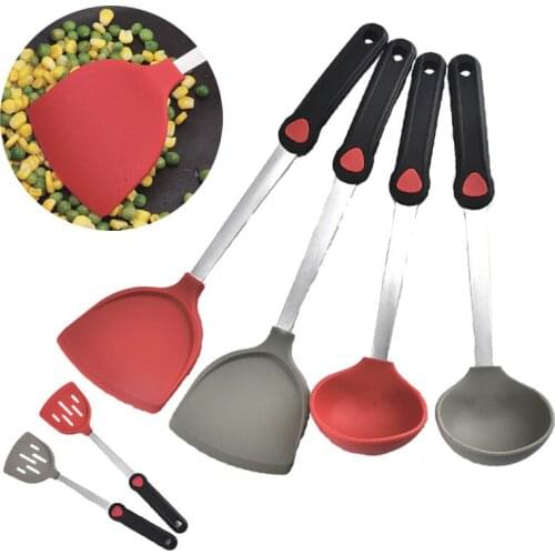 Easy Clean Heat Resistant Rubber Kitchen Spatula Flexible Silicone Turner Spatula for Eggs Burgers Omelets and More
