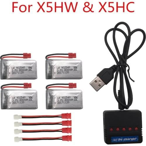 5pcs/set 3.7V 800mah Lipo Battery For Syma X5 X5C X5S X5SW X5HC X5HW X5UW X5UC RC Quadcopter Spare Parts 3.7V 25C RC Drone Parts