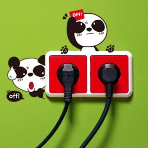 Bear Switch Stickers Cute Two Pandas Creative Switch Decoration Stickers Home Childrens Baby Bedroom Decoration Accessories