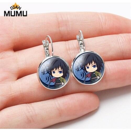 New Anime Cosplay Two-dimensional Peripheral Earrings Tanjiro EarringsDevil Assassin Kimetsu no Yaiba Acrylic Earring Men Women
