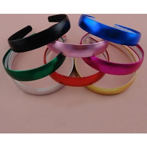 2PCS 2.5cm Metallic PU Leather Covered plastic Headbands for women girls Plain hair hoops hairbands for DIY hair accessories