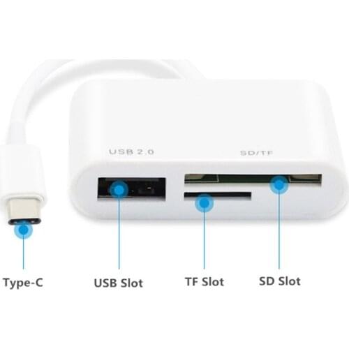 Type-C Port 3 in 1 USB Card Reader Adapter Type C Cable SD Micro SD TF Camera Connection for Mobile Phone, with retail package