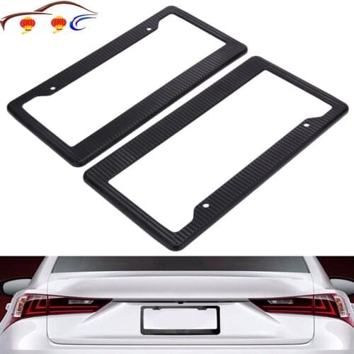 2 Pieces License Plate Frames Front and Rear Bracket With Screw Kits Carbon Fiber Plastic Fine Slim Standard Size For US Cars