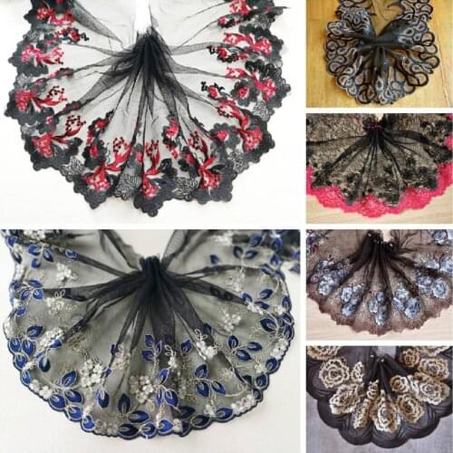 10Meters Mesh Black Lace Fabric Floral Embroidered Lace Fabric for Clothes Wedding Dress Sewing Home Decor
