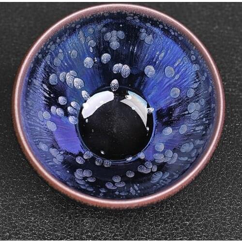 Blue Oil Drop Tea Cup High Quality Tianmu Calyx Tea Master Cup Large Iron Foetus Sky Single Teacup