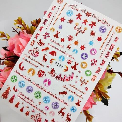 Merry Christmas Nail Sticker 3D Sliders Foil Designs Snowflake Deer Nail Art Decoraciones Toenail Manicure Accesorios Tips