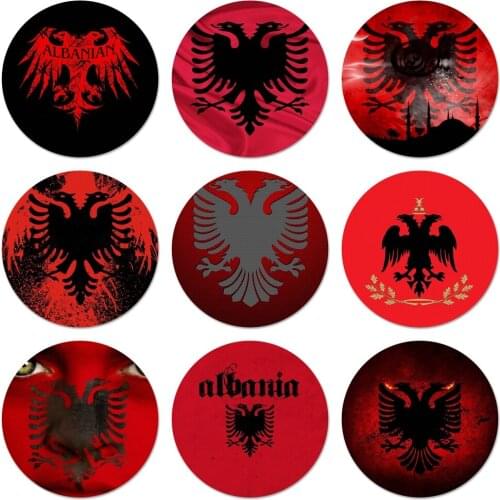 Vintage Albania Albanians Flag Icons Pins Badge Decoration Brooches Metal Badges For Clothes Backpack Decoration 58mm