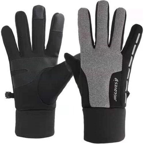 Waterproof Cycling Gloves Mens Touch Screen Winter Gloves Women Velvet Driving Non-slip Motorcycle Male Black Color Warm Gloves