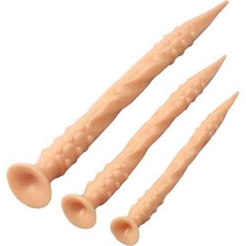 Explosive 65cm Super Long Soft With Suction Cup Male And Female Masturbation Device Threaded Particles Analplug Dildo Adult Toys