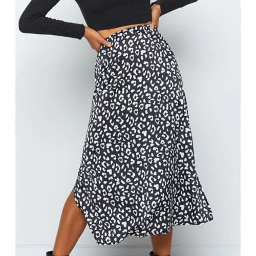 2021 Sexy Leopard Wrap Skirt Print Chiffon Split Skirt Casual Fashion Long Skirts for Women Spring Summer Clothes Zipper Elegant