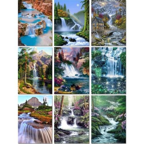 Full Drill Diamond Painting Supernatural Waterfall Diamond Embroidery New 5D Diamond Mosaic Landscape Home Art Decoration Lx24