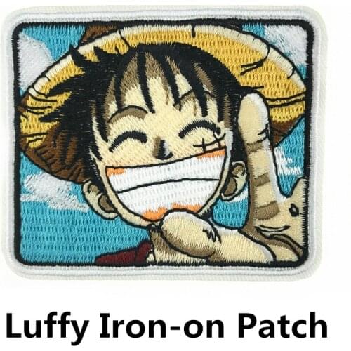 One Piece Luffy Embroidery Patch Garment Hole Patch Seamless Small Anime Appliques Adult Kids Iron on Cloth Decoration Patches