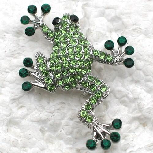 Green Rhinestone Frog Pin brooches C559 KM