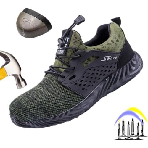 Breathable Men Shoes Safety Shoes Work Sneaker Mesh Light Steel Toe Work Boots Indestructible Anti-smash Construction Protective