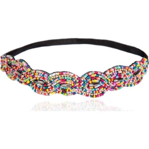 Elegant Lady Elastic Rhinestone Crystal Handmade Headbands Wedding Bridal Flower Headband Hairbands Headwear Head Bands Women