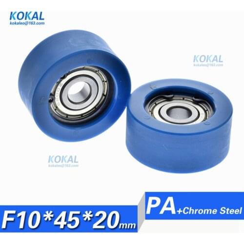 [F1045-20] 1PCS high loading bill sorting machine 6200 bearing coated with PA sliding wheel pulley blue bearing wheel 10*45*20mm