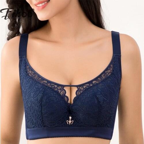 Fikoo Lace Bra Full Cup Sexy Thin Beauty Back Brassiere Underwire Plus Size Push up Bras for Women C D Cup 34 36 38 40 50