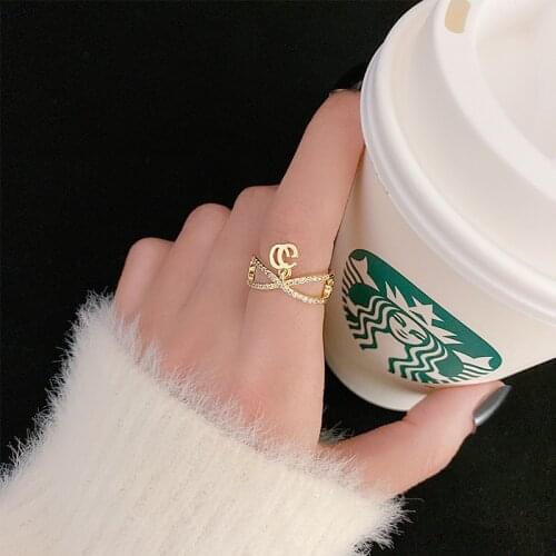 Fashion simple ins trendy female ring temperament light luxury net red niche index finger ring open jewelry ring