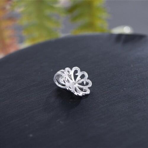 White Gold Plated 925 Silver Pendant Blank For 12mm-16mm Half-drilled Round Beads Pendant Bail Top Cup Drilled Pin P248B