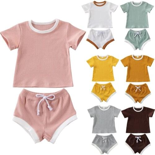 Summer Newoborn Toddler Infant Baby Girl Boy Clothes Short Sleeve Tops T-shirt Shorts Pants Outfits Childrens Clothing Set 0-3Y