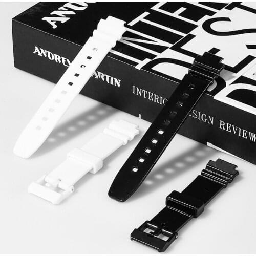 Best Selling Resin Rubber 12mm White Black Watch Band For LRW-250/LX-500H
