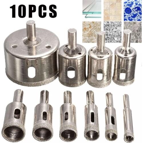 10pcs 6-30mm Diamond Coated Hss Drill Bit Set Tile Marble Glass Ceramic Hole Saw open Drilling Bits Diamond Core Bit
