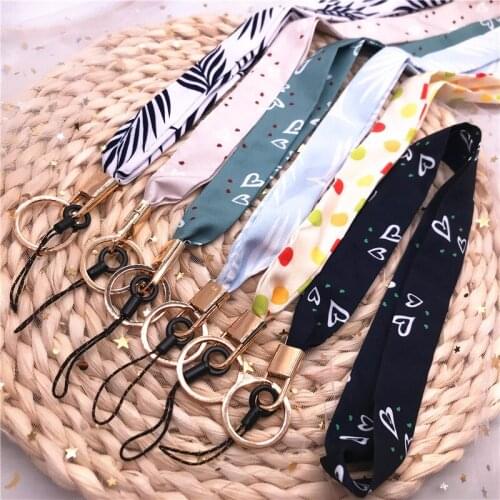 Small Fresh Wave Point Chiffon Neck Strap Hang Rope For Keys ID Card Holder Lanyard Phone Straps Ribbon Badge Holder