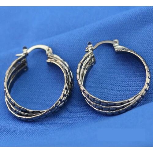 New Lovers Black Gold Earring Round Geometric Design 925 Sterling Silver colorFashion Black Earrings For Men And Women 05