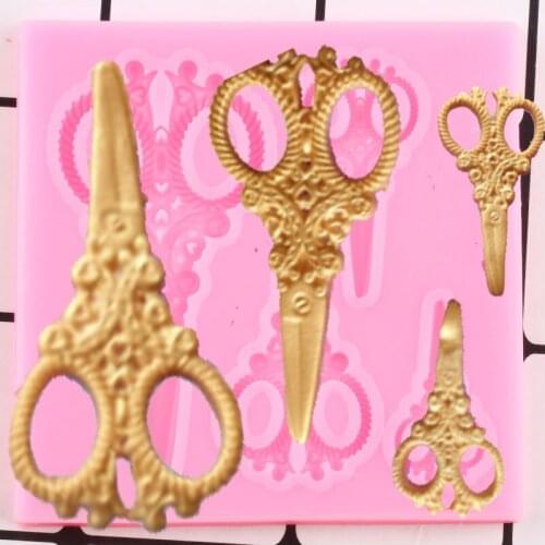 Scissors Silicone Mold Fondant Cake Decorating Tools Chocolate Gumpaste Moulds Polymer Clay Molds Candy Making Mould