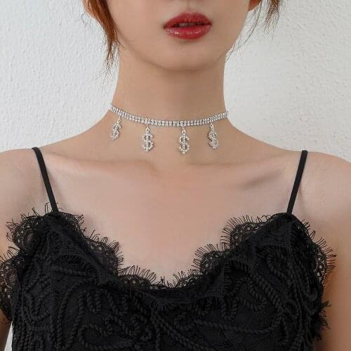 Lost Lady New Creative Diamond Necklace Fashion Temperament Ladies Double Row Diamond Necklace Money Pendant Near Chain Jewelry