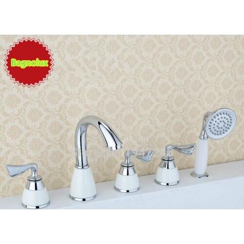 Factory Direct High Quality Brand Original Unique Patent Design Brass Chrome 5 Hole Bathtub Faucet Bath Shower Mixer Taps