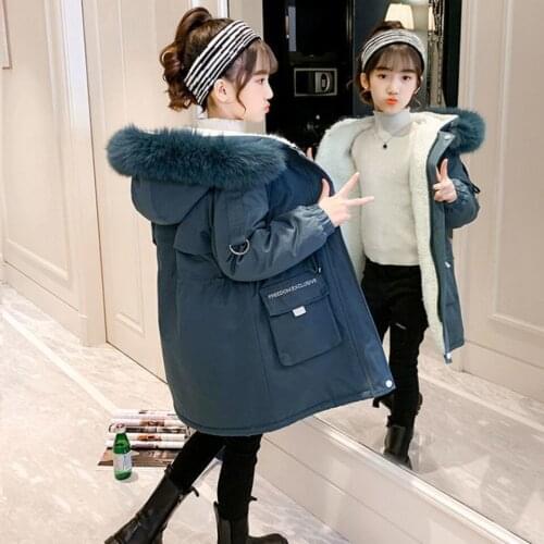 -30 Degree Russia New Winter Long Thick Down Jacket For Girl Clothes Hooded Parka Real Fur Coat Kids Snowsuit Outerwear Clothing