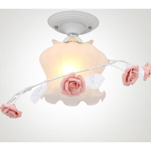 Romantic Flowers Girls Bedroom Ceiling Lamp European Hallway Ceiling Lamps Balcony Lights