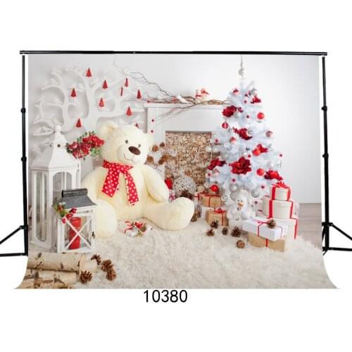 Christmas Background Vinyl Photography Backdrops Computer Printed Christmas Tree White Room Toys Bears for Photo studio Party