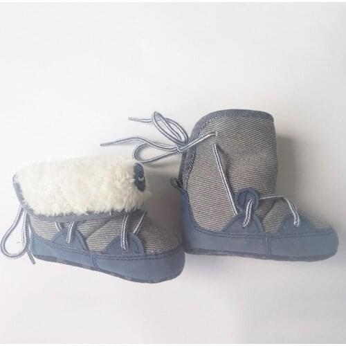 0-18M Baby Boys Winter Warm Snow Boots Newborn Lace -Up Soft Sole Shoes Infant Toddler Kids Fashion Stripped Wool Warm Shoes