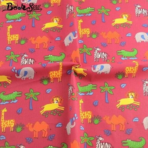 Booksew Textile Rose Red Printed Cartoon Animals 100% Cotton Twill Fabric Dye Patchwork Sewing Ankara Cloth Tecidos Para Costura