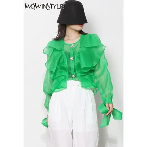 Блузки на пуговицах TWOTWINSTYLE China At AliExpress