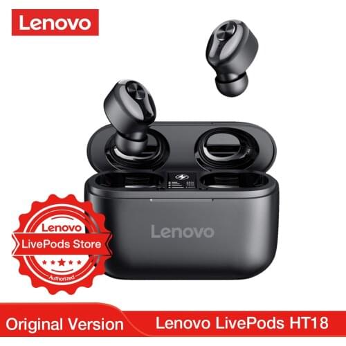 Lenovo LivePods HT18 TWS Bluetooth Earphone LED Display Wireless Bluetooth Earbuds HiFi Stereo in-ear Headphone for iPhone Andro