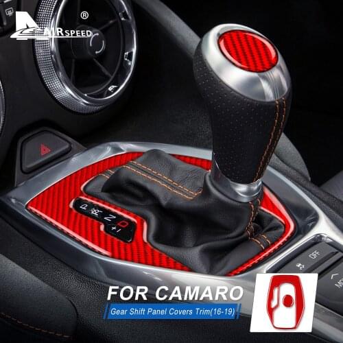 AIRSPEED Carbon Fiber for Chevrolet Camaro 2016 2017 2018 2019 Accessories Interior Trim Car Gear Shift Panel Cover Trim Sticker