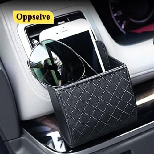 Universal Car Outlet Storage Bag for Phones PU Leather Tidy Case Organizer Holder Car Mount Multi-function Container Pocket Capa