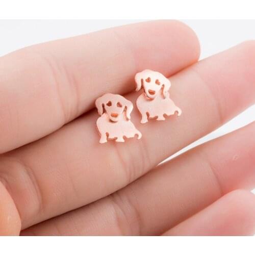 Shuangshuo Vintage Cute Animal Pug Dog Cuff Earring Bulldog Stud Earrings for Women Double Side Pet Dog Earings Fashion Jewelry