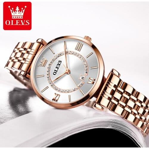 OLEVS 2021 New Fashion Casual Elegant Ladies Quartz Starry 30M Waterproof Single Calendar Watches Female Watch Trend 6892