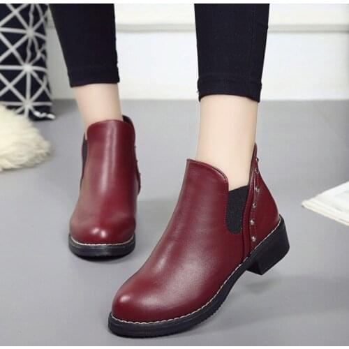 New 2020 Women Ankle Boots Flock Plus Size Autumn Winter Shoes Woman Short Boot Female Martin Boots Ladies Botas Mujer