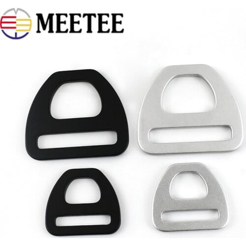 Meetee10pcs 15/20/25/38mm Aluminum Alloy Strap Hang Hook Pet Tape D Ring Buckle DIY Adjustment Belt Buckles Webbing Slider Clasp