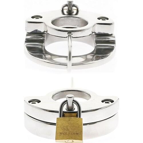 2 IN 1 Stainless Steel Cock Cage Ball Stretcher Chastity Device Cock Ring Chastity Belt Lock BDSM TOYS for Men BS080