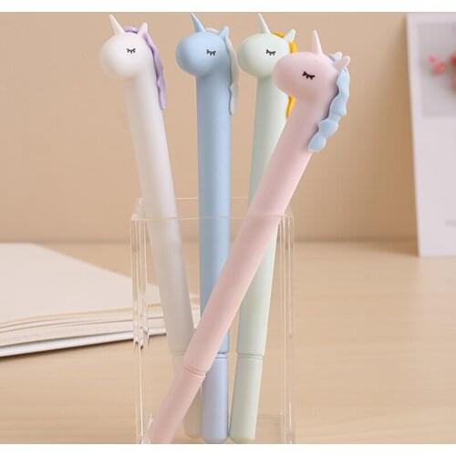 24pc/lot Fancy Cool Cute Unicorn Gel Pens Kawaii Stationery Store Funny School Stuff Thing Roller Ball Rollerball Ballpoint 2021