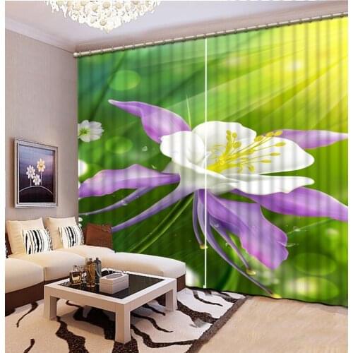 3D Curtain Modern Home Decoration Living Room Curtains 3d curtains Sunlight green flowers Fashion Customized