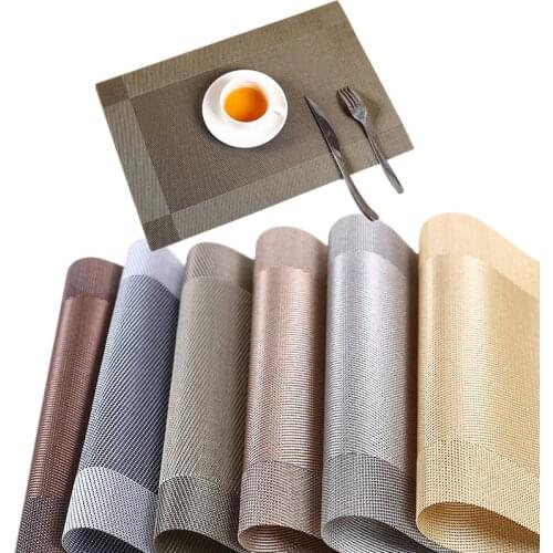 4pcs Square Placemat Anti Slip PVC Table Mat Home Decor Table Pad Coffee Drink Coaster Kitchen Accessories Heat Insulation Pot