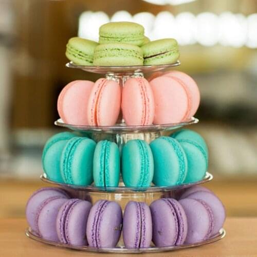 4 Tiers PVC Macaron Display Stand Cupcake Tower Rack Cake Stands Tray For Wedding Birthday Cake Decorating Tools Bakeware